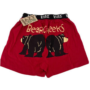 Lazy One Boxers Mens Small Bear Cheeks Red